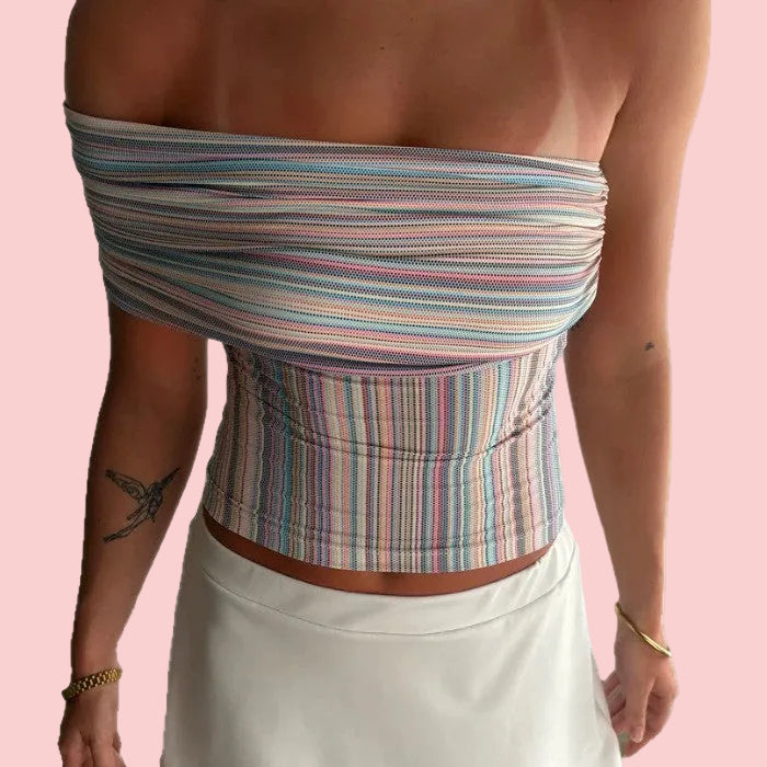 Alora Multi Striped Off Shoulder Top