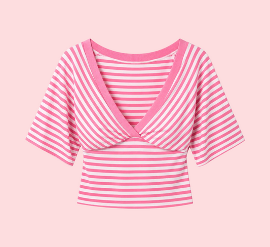 Willow V Neck Striped Top