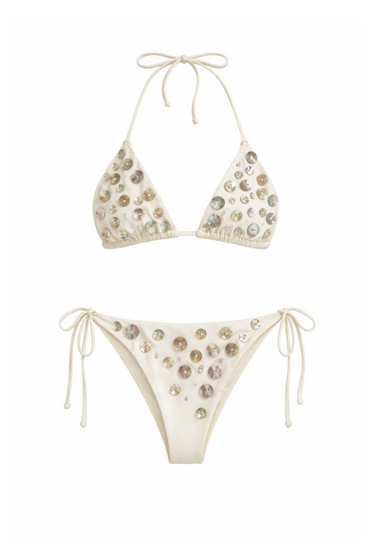 Lola Sequin Bikini - Cream