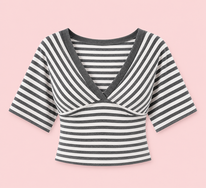 Willow V Neck Striped Top