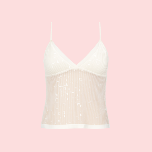 Serena Shimmer Top White