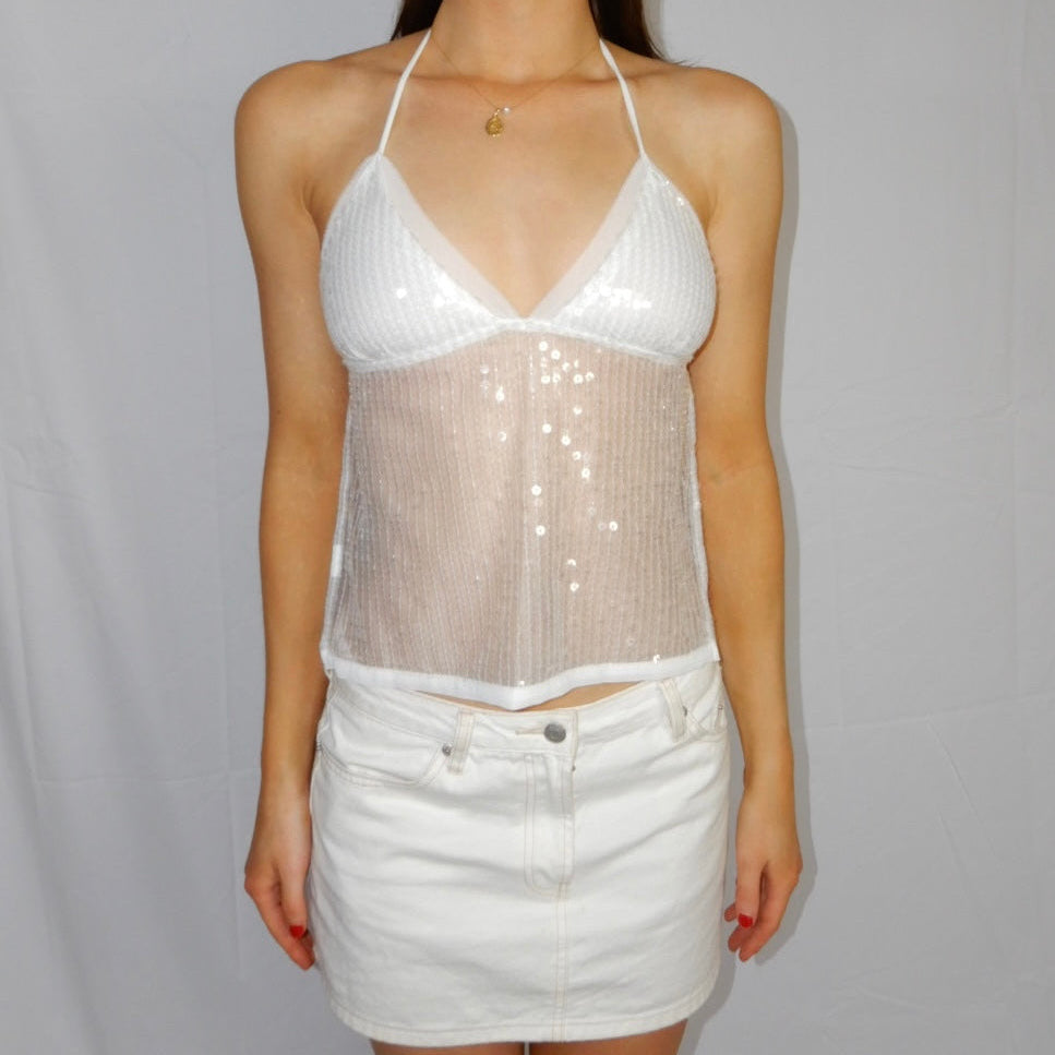 Serena Shimmer Top White