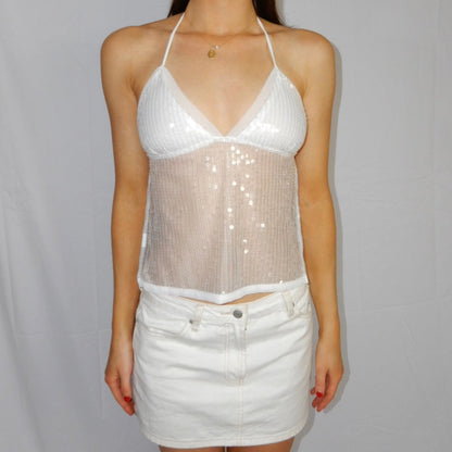 Serena Shimmer Top White