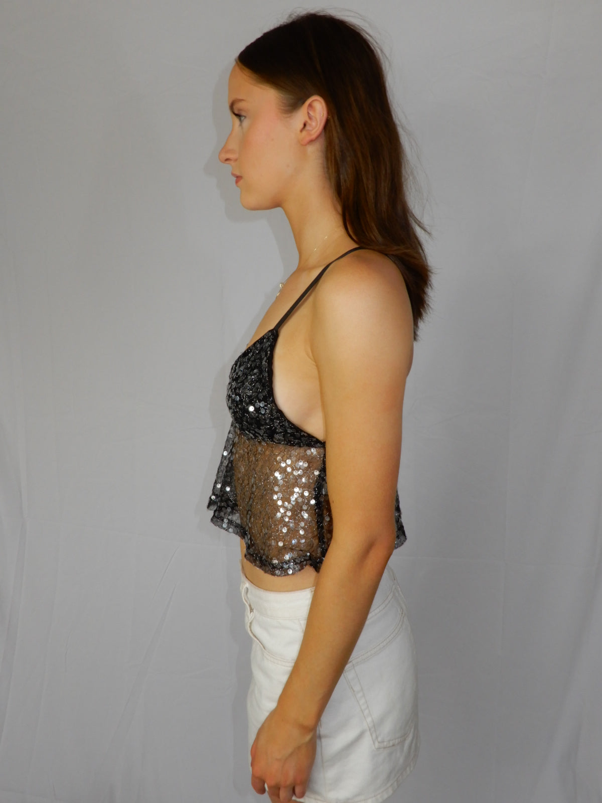 Ava Sequin Cami Silver