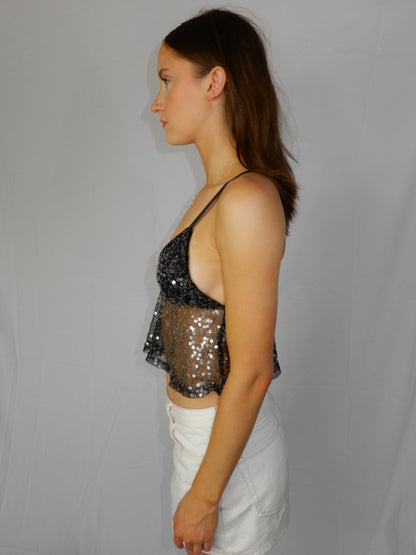 Ava Sequin Cami Silver