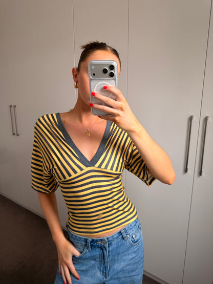 Willow V Neck Striped Top