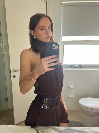 Georgia Mini Halter Sequin Dress