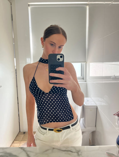 Laila Polka Dot Tie Top