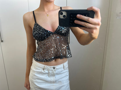 Ava Sequin Cami Silver