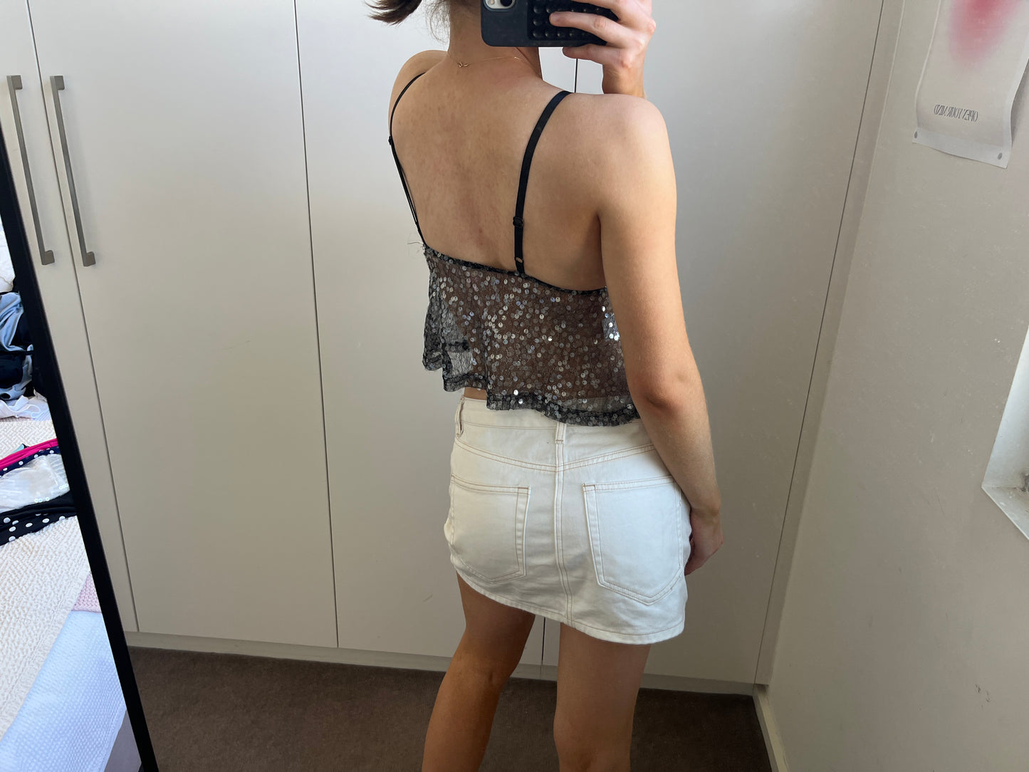 Ava Sequin Cami Silver