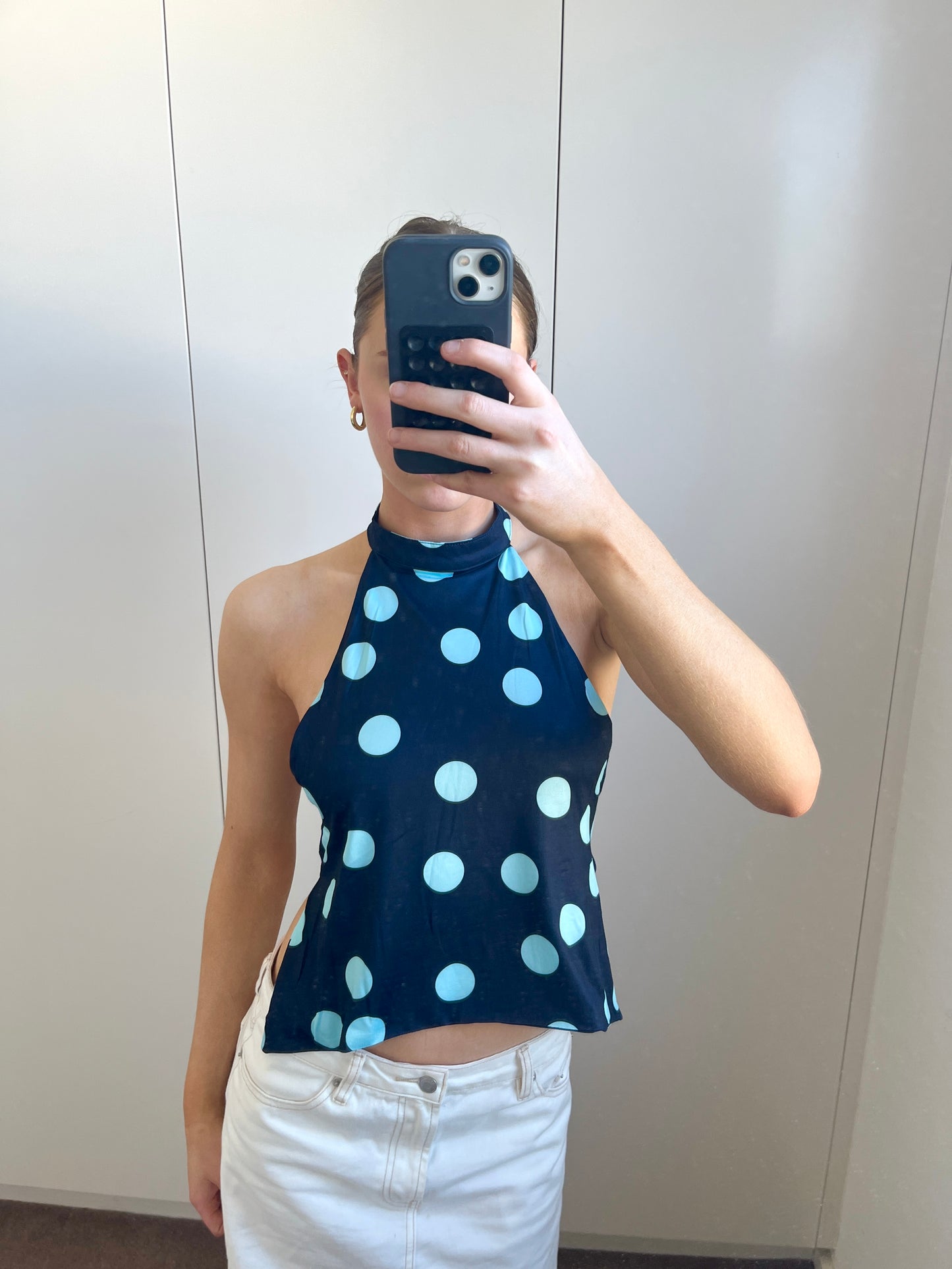 Ariel Polka Dot Top Navy