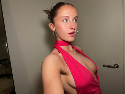 Evelyn Halter Tie Top Red