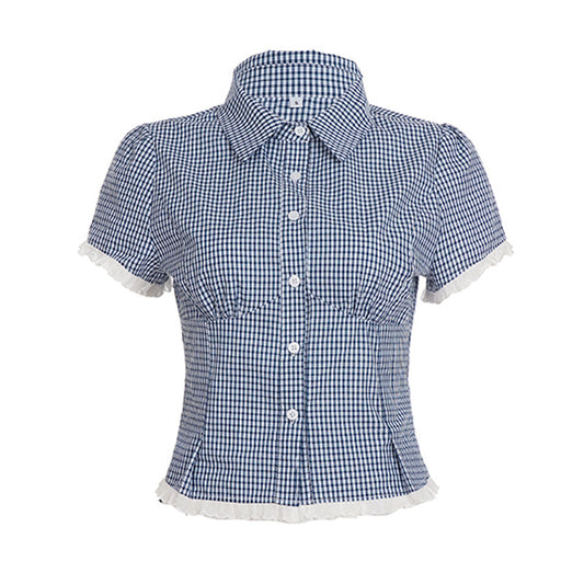 Frankie Navy Gingham Blouse