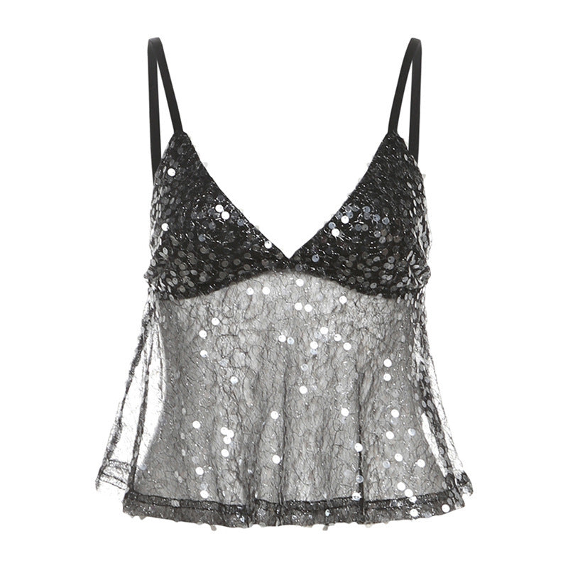 Ava Sequin Cami Silver