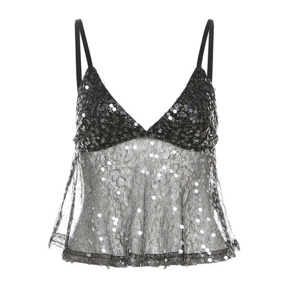 Ava Sequin Cami Silver