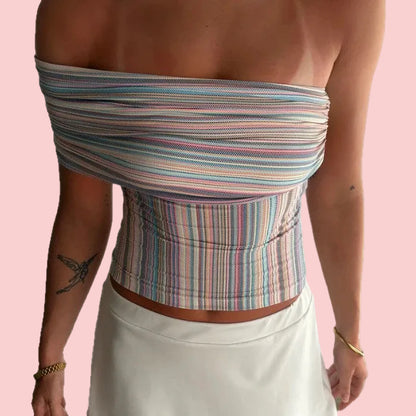 Alora Multi Striped Off Shoulder Top