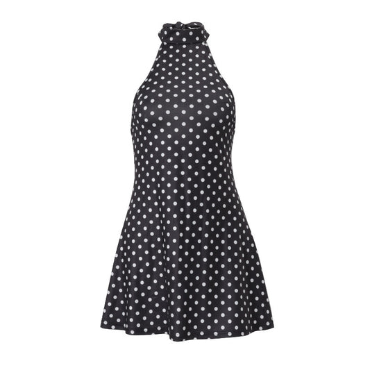 Rebecca Polka Dot Halter Dress Black