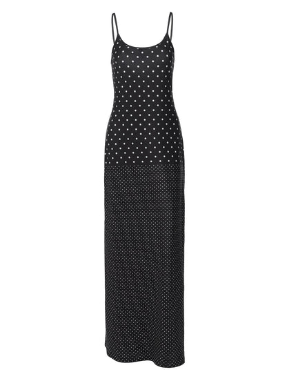 White & Black Polka Dot Maxi Dress