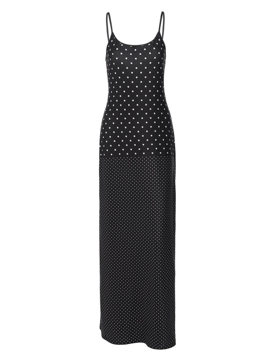 White & Black Polka Dot Maxi Dress