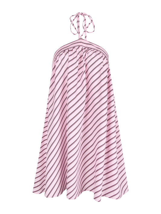 Cleo Halter Striped Mini Dress - Pink
