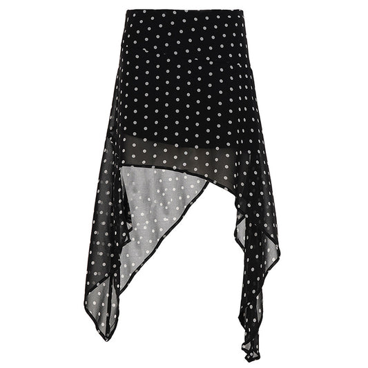 Chiffon Black Polka Dot Maxi Skirt