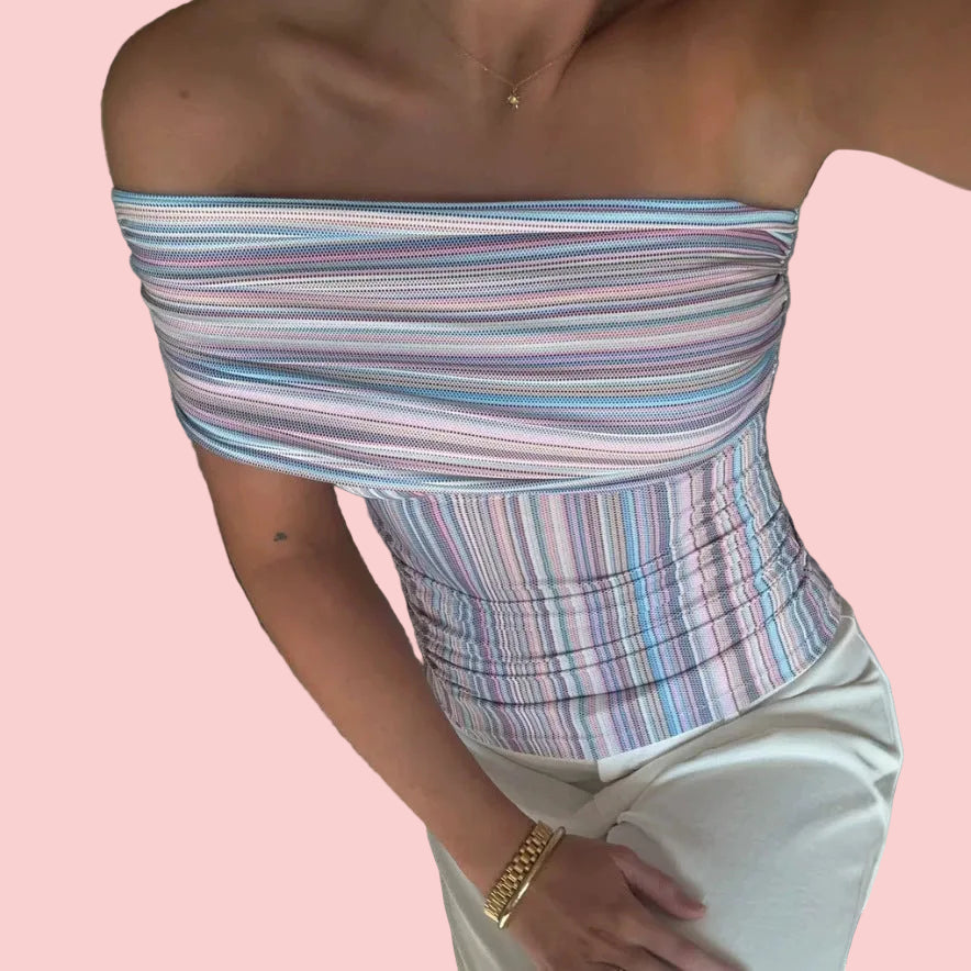 Alora Multi Striped Off Shoulder Top