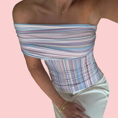 Alora Multi Striped Off Shoulder Top