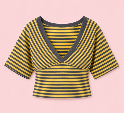 Willow V Neck Striped Top