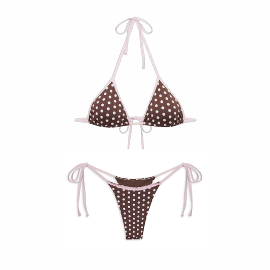 Brown & Pink Polka Dot Bikinis