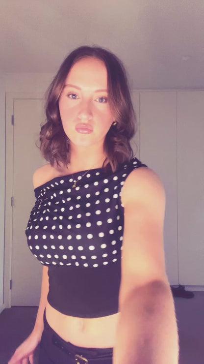 Dahlia Polka Dot Off The Shoulder Black