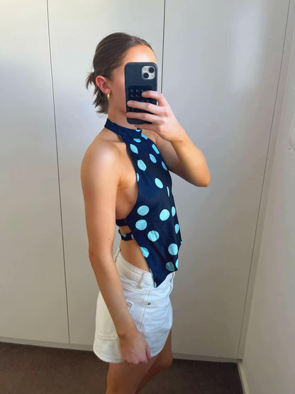 Ariel Polka Dot Top Navy