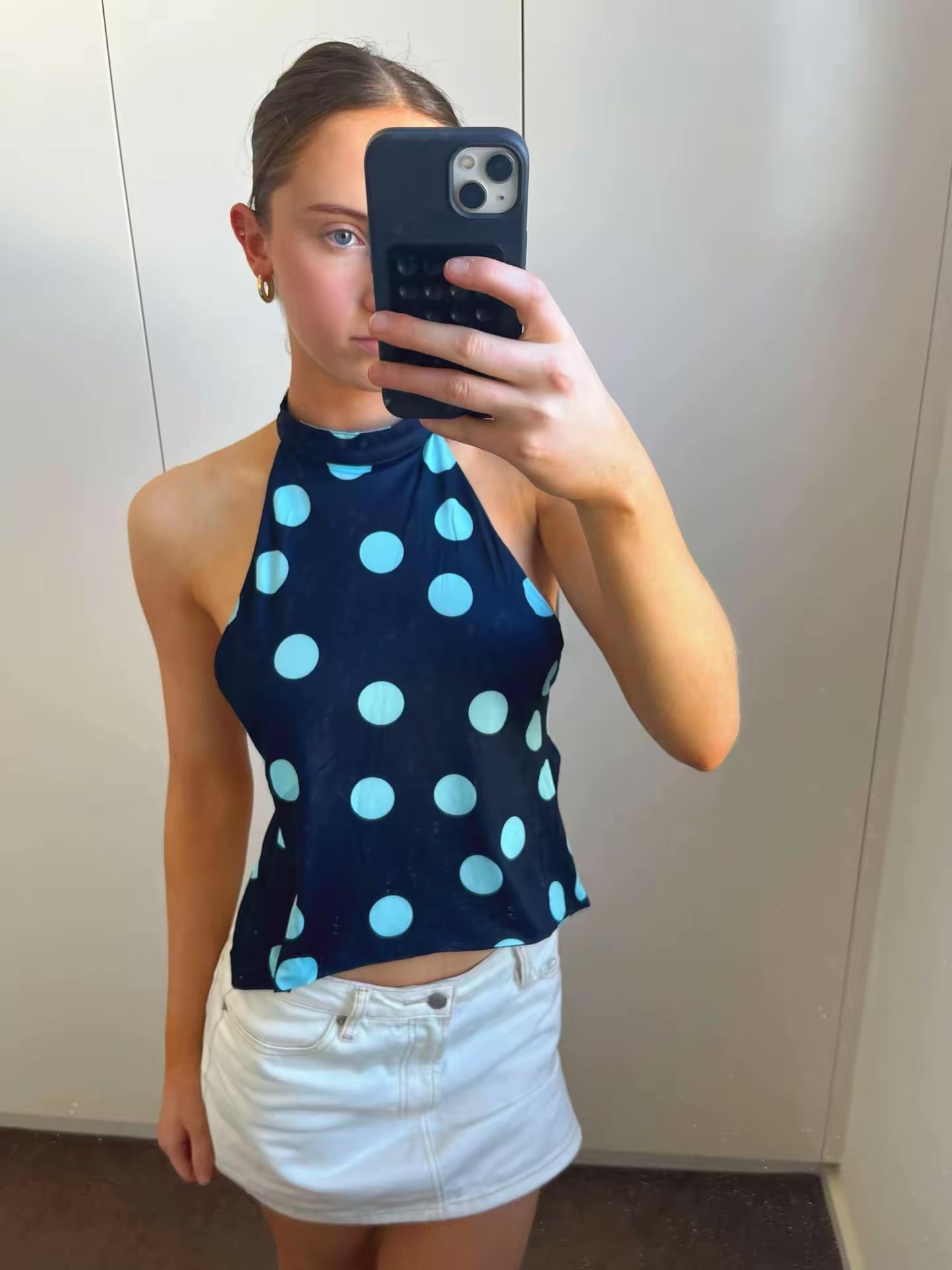 Ariel Polka Dot Top Navy