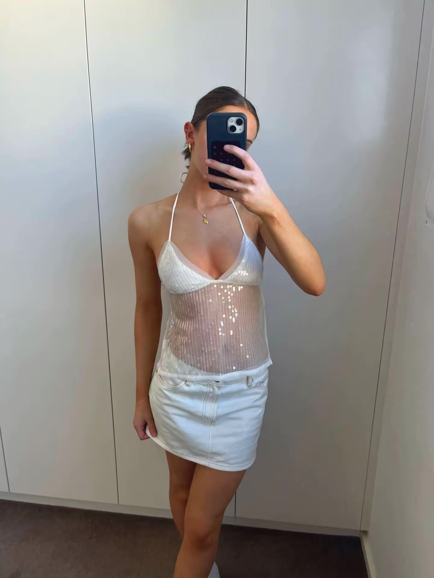 Serena Shimmer Top White